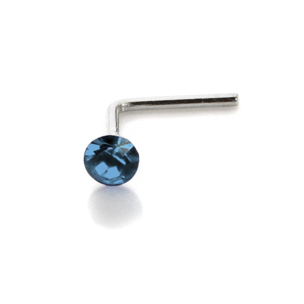 Sterlingsilber 2,8 mm runder CZ Kristall Nasenstecker L Pin