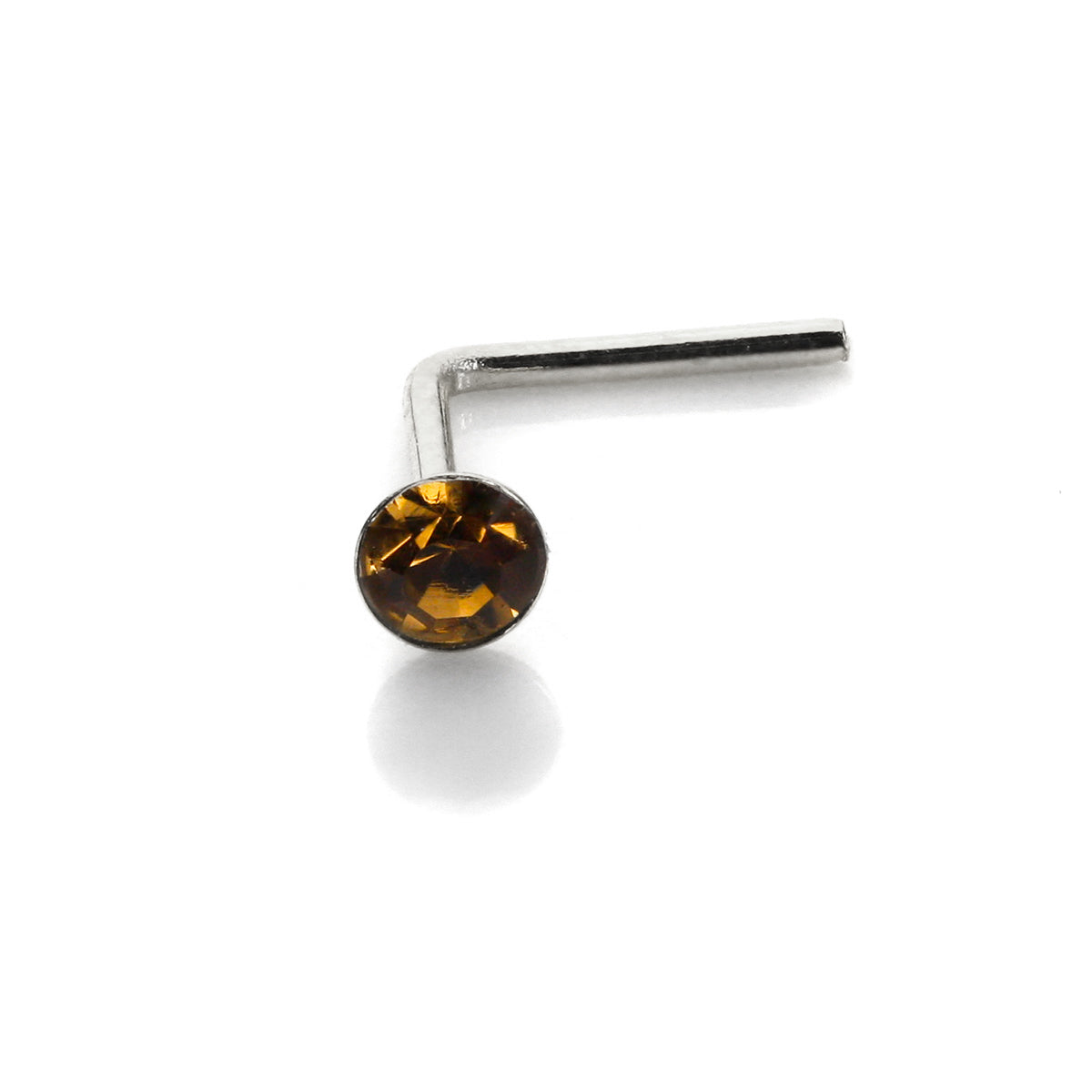 Sterlingsilber 2,8 mm runder CZ Kristall Nasenstecker L Pin