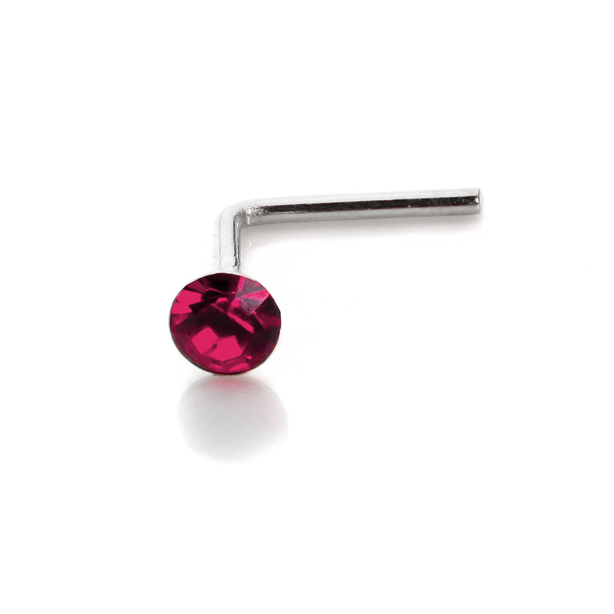 Sterlingsilber 2,8 mm runder CZ Kristall Nasenstecker L Pin