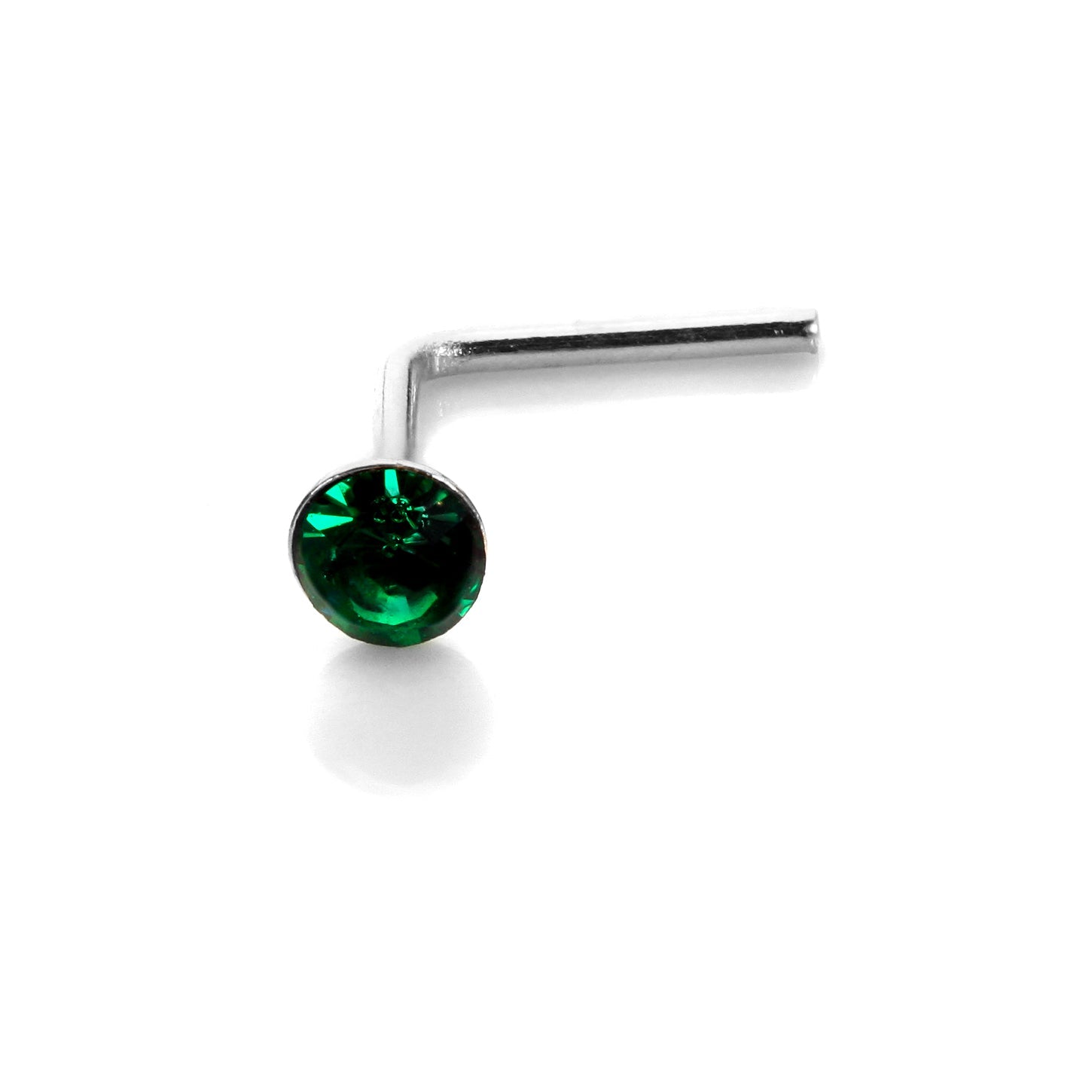 Sterlingsilber 2,8 mm runder CZ Kristall Nasenstecker L Pin