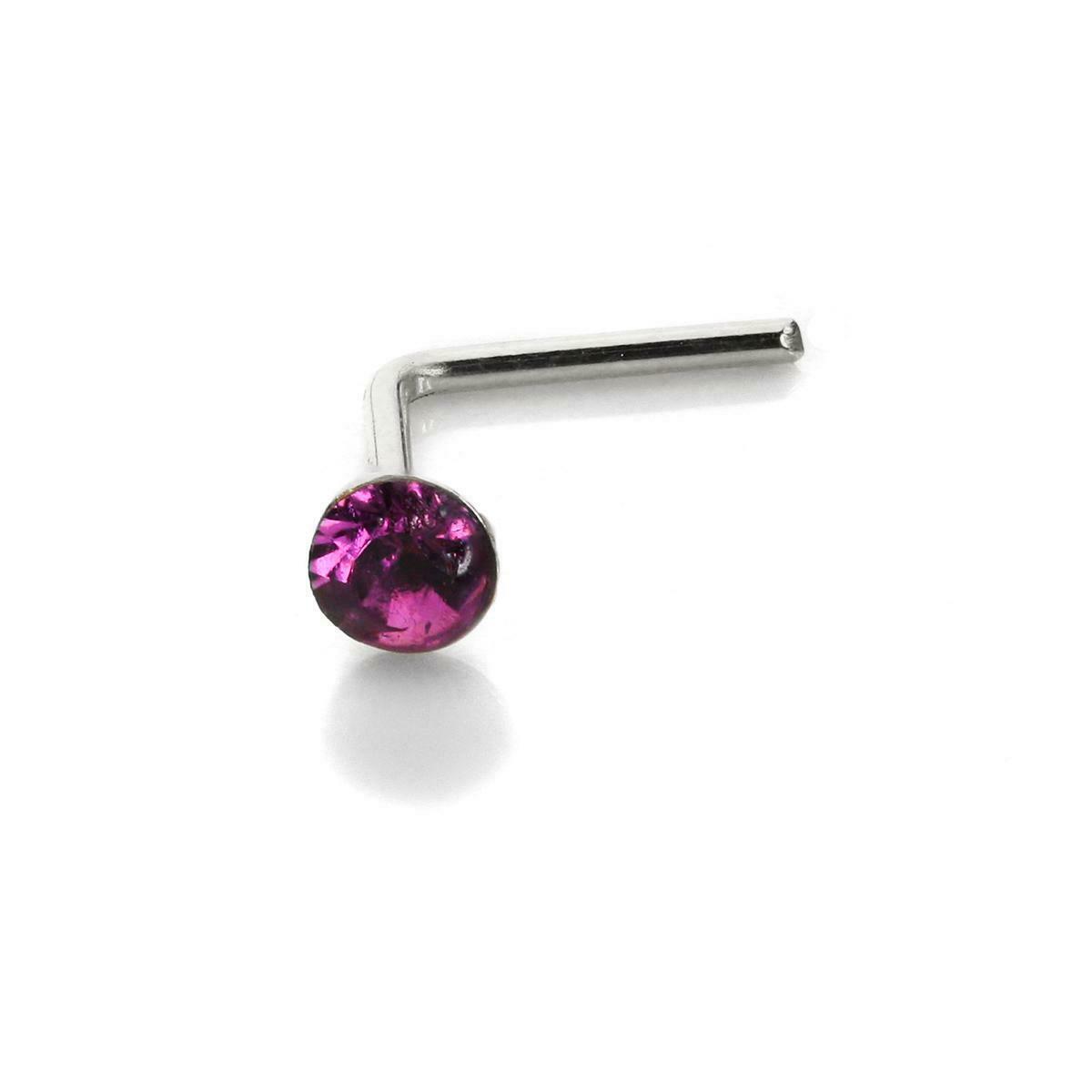 Sterlingsilber 2,8 mm runder CZ Kristall Nasenstecker L Pin