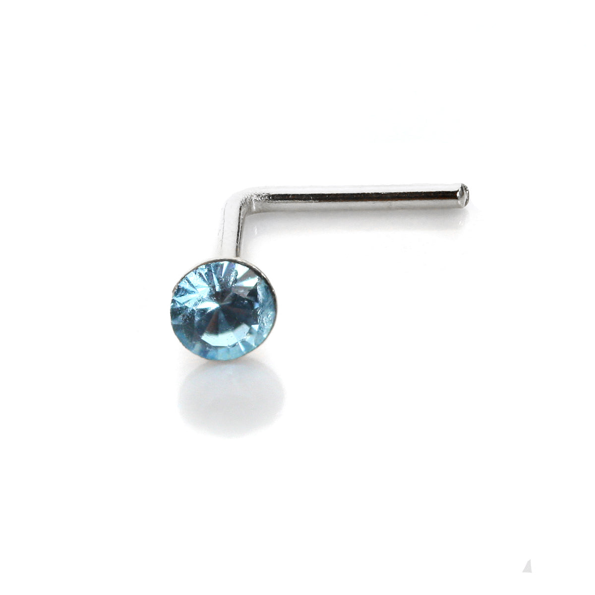 Sterlingsilber 2,8 mm runder CZ Kristall Nasenstecker L Pin