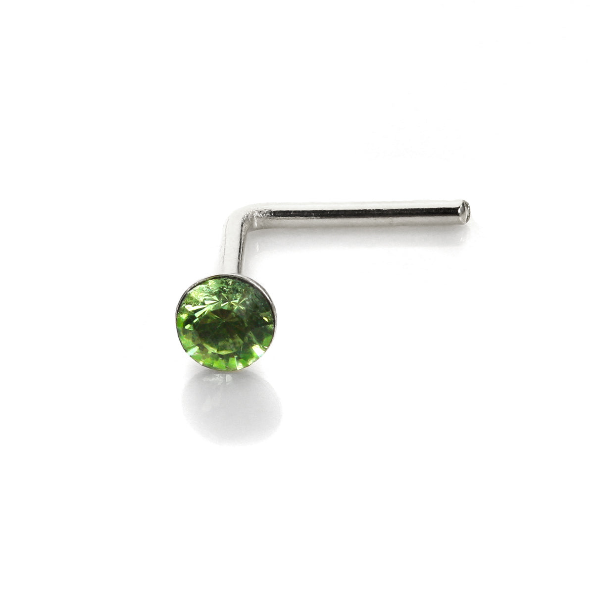 Sterlingsilber 2,8 mm runder CZ Kristall Nasenstecker L Pin