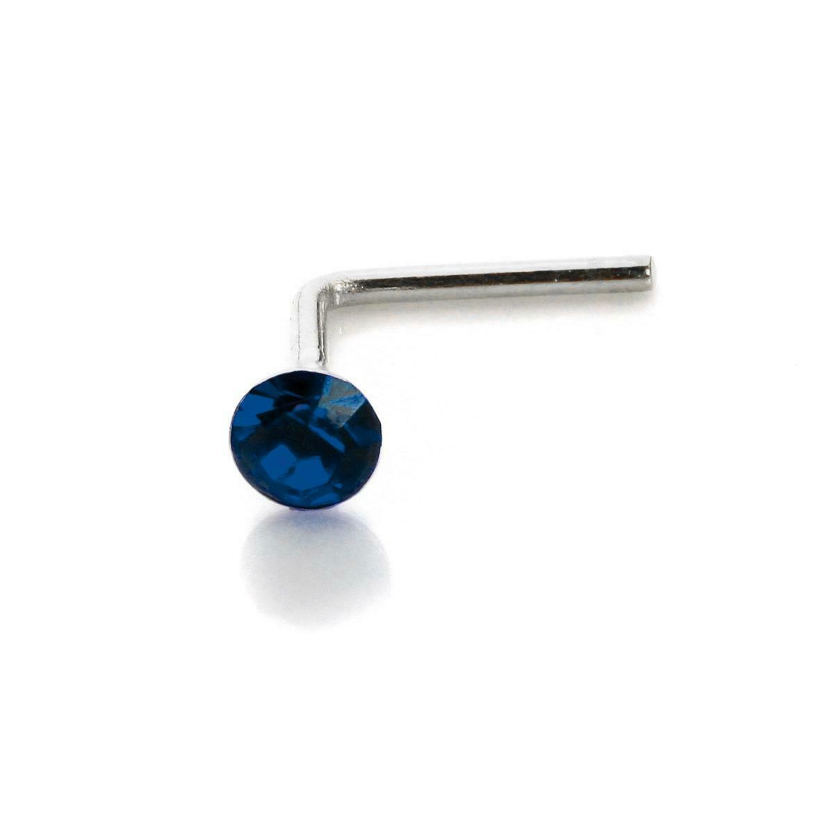 Sterlingsilber 2,8 mm runder CZ Kristall Nasenstecker L Pin