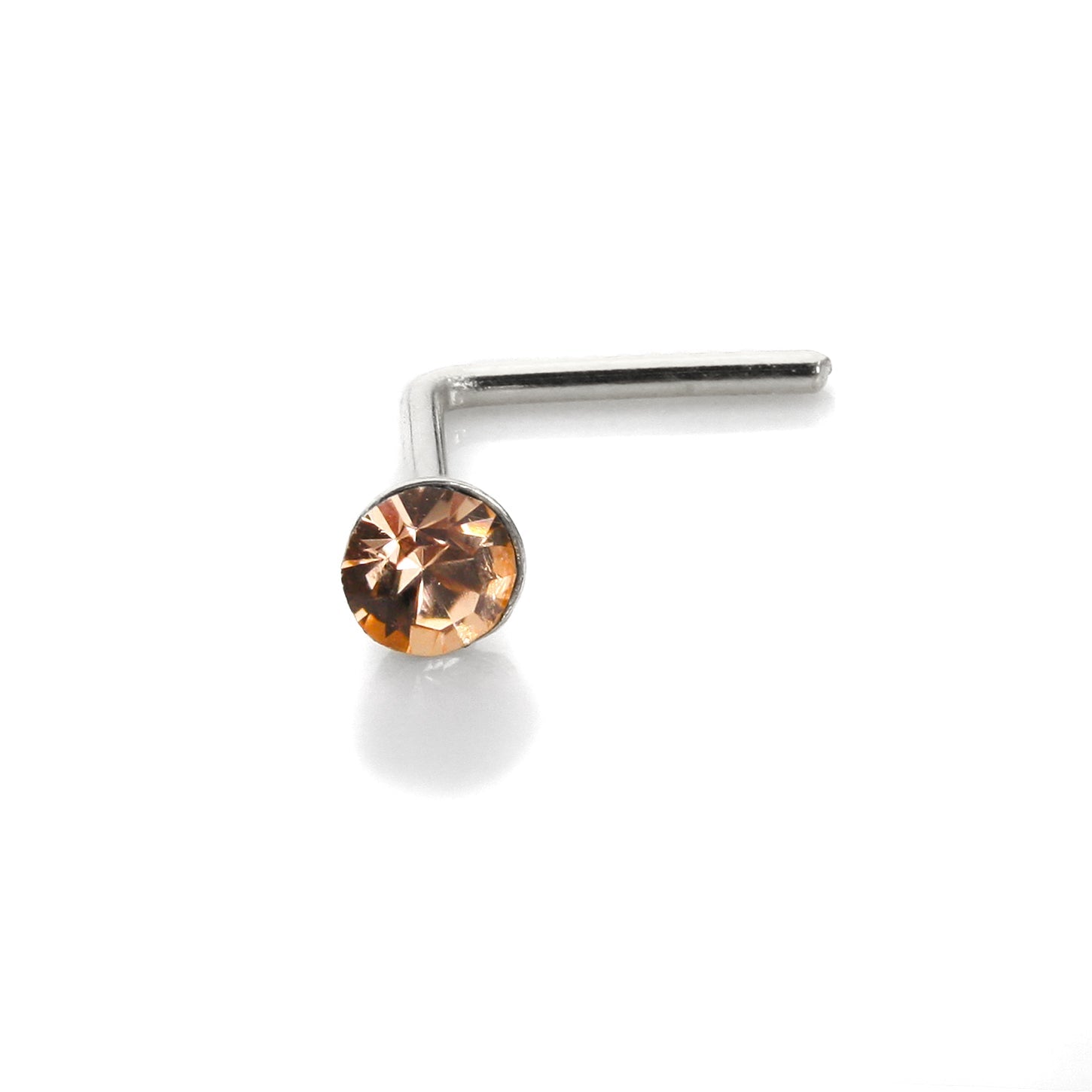 Sterlingsilber 2,8 mm runder CZ Kristall Nasenstecker L Pin
