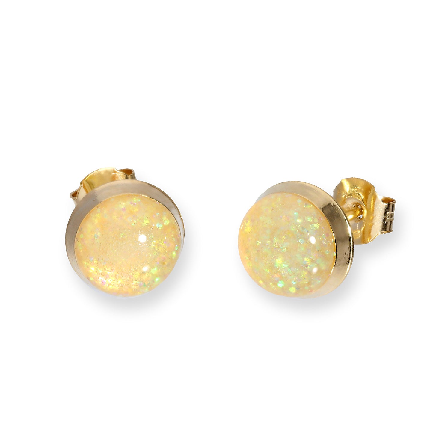 9ct Gold & Glitter Emaille Runde Ohrstecker in 6 Farben