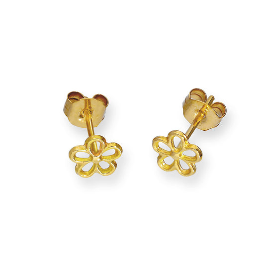 9ct Gold Open Flower Stud Earrings