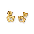 Flache Blumen-Ohrstecker aus 9 Karat Gold mit Diamant