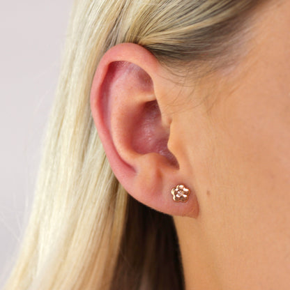 9 Karat Roségold & Orange CZ Kristall Flach Blume Ohrstecker