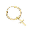 9 Karat Gelbgold Kreuz Dick Einzelner Creolen Ohrring