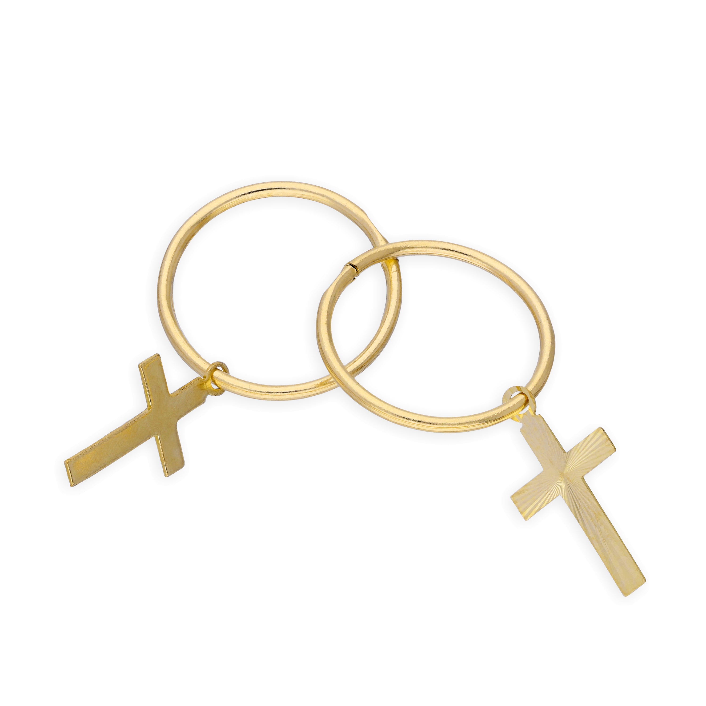 9 Karat Gelbgold Kreuz Creolen Ohrringe