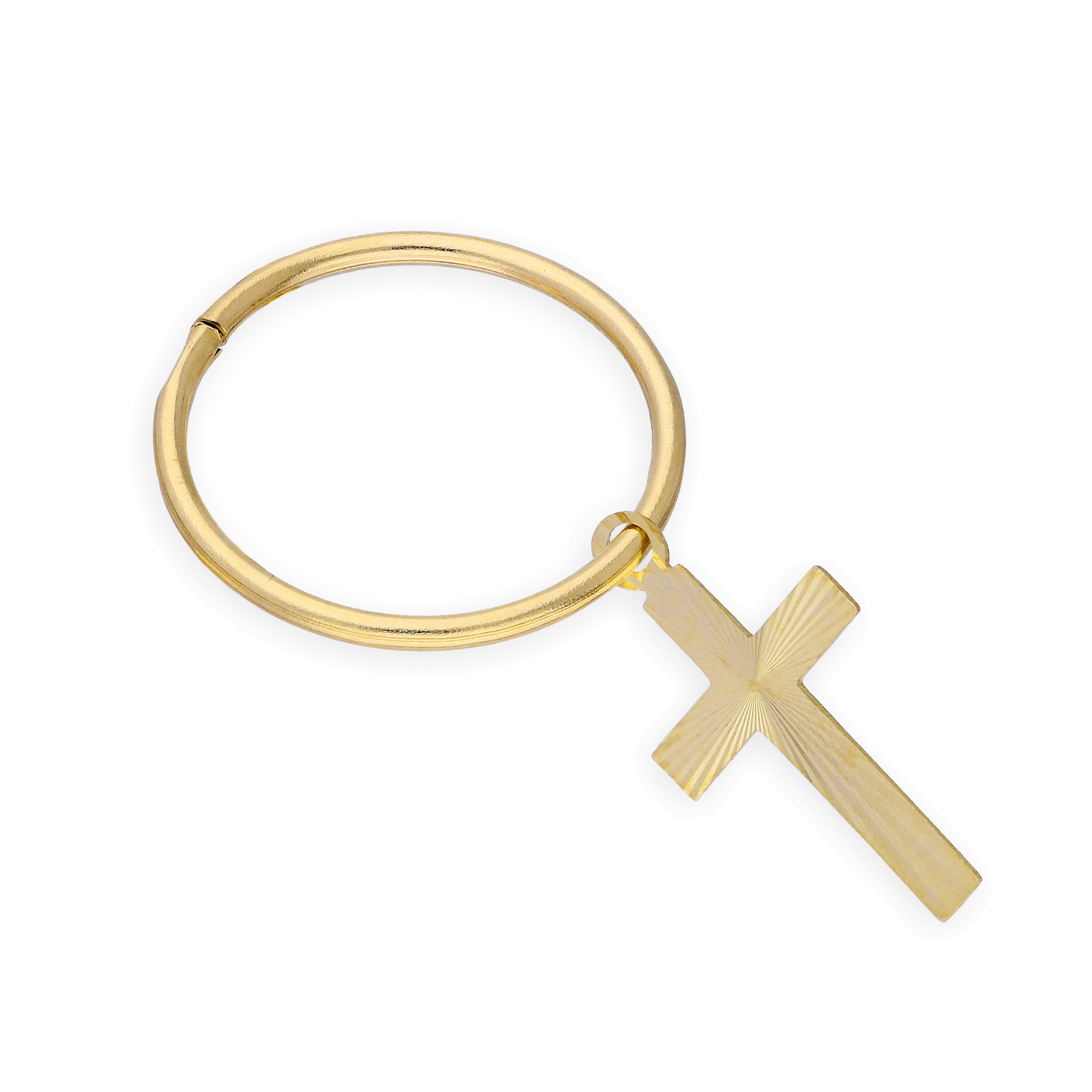 9 Karat Gelbgold Kreuz Einzelner Creolen Ohrring