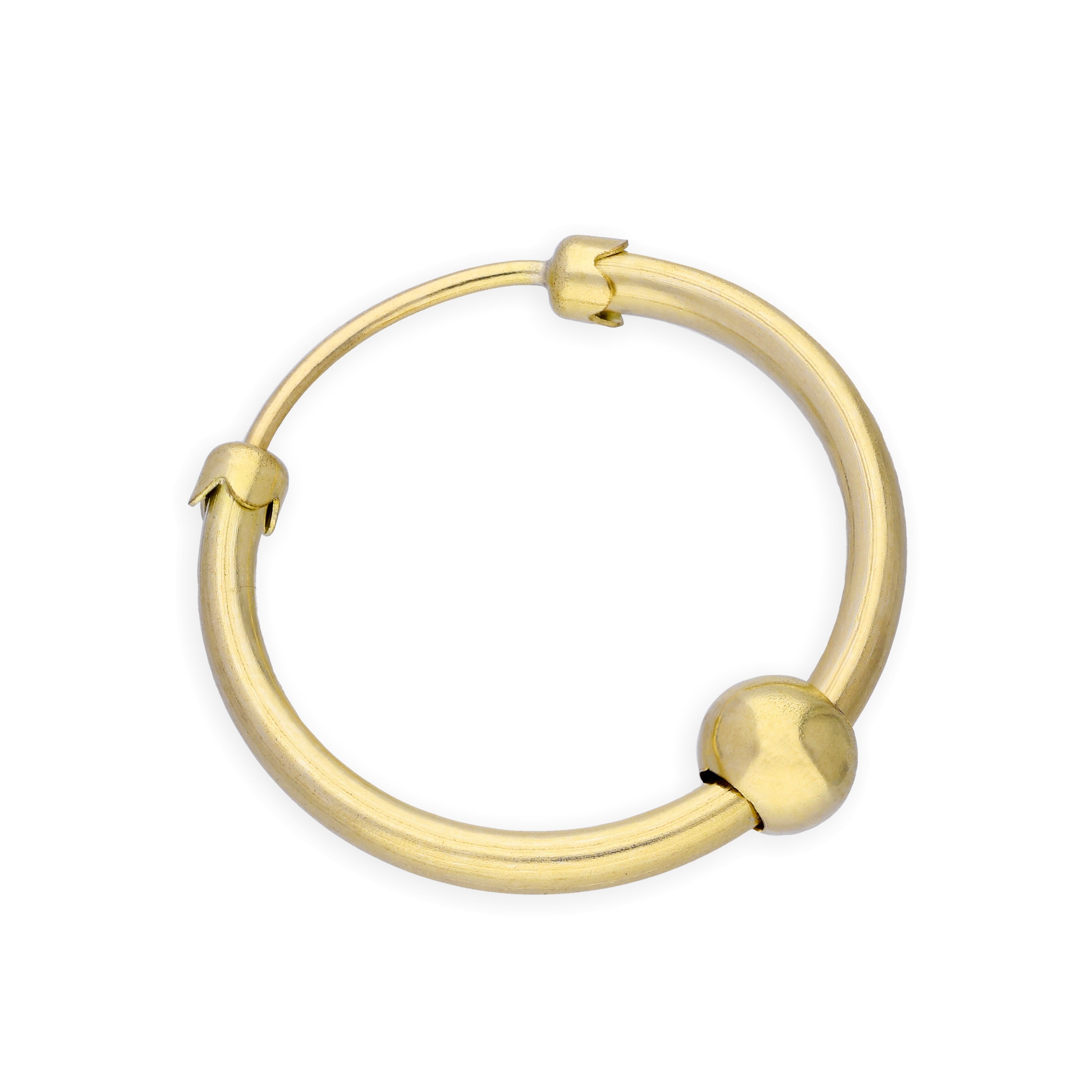 9 Karat Gelbgold Dick Einzelner Creolen Ohrring mit Kugel 