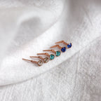 9 Karat Roségold Andralok Ohrstecker mit 3 mm CZ Kristall Klarer Aquamarin Saphir