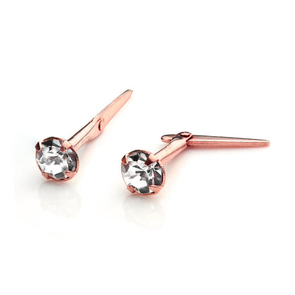9ct Rose Gold Andralok Ohrstecker mit 3mm CZ Kristall Klarer Aquamarin Saphir