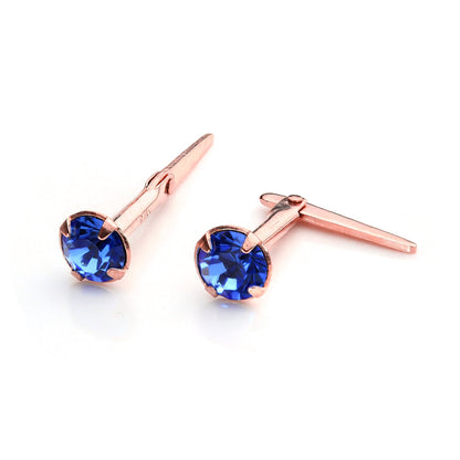 9ct Rose Gold Andralok Ohrstecker mit 3mm CZ Kristall Klarer Aquamarin Saphir