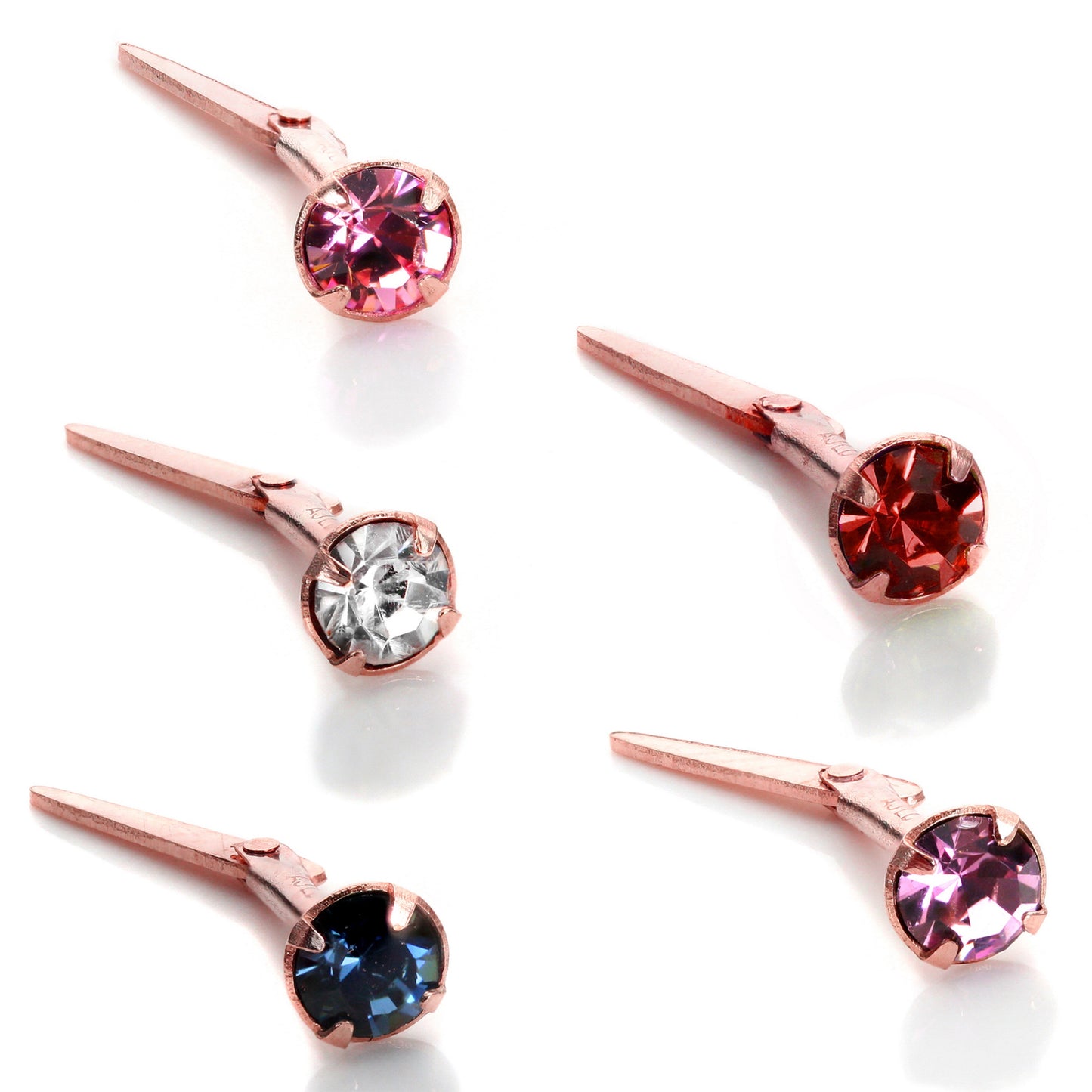 9ct Rose Gold Andralok 18Ga Nasenstecker mit 3mm CZ Kristall - 5 Farben