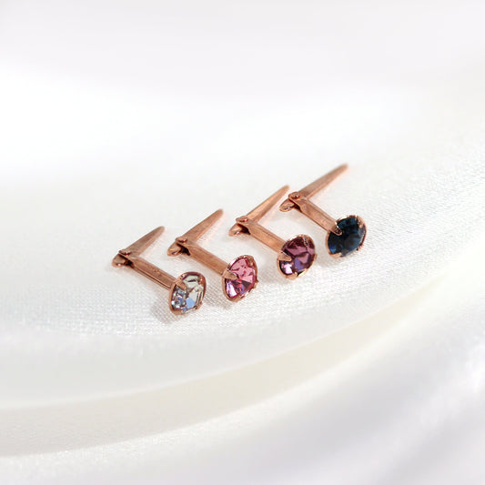 9ct Rose Gold Andralok 18Ga Nasenstecker mit 3mm CZ Kristall - 5 Farben
