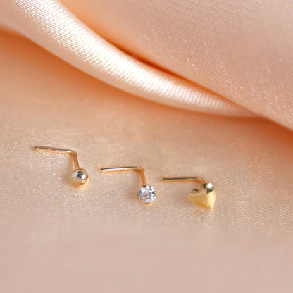 Nasenstecker aus 9ct Gelbgold mit klarem Kristall