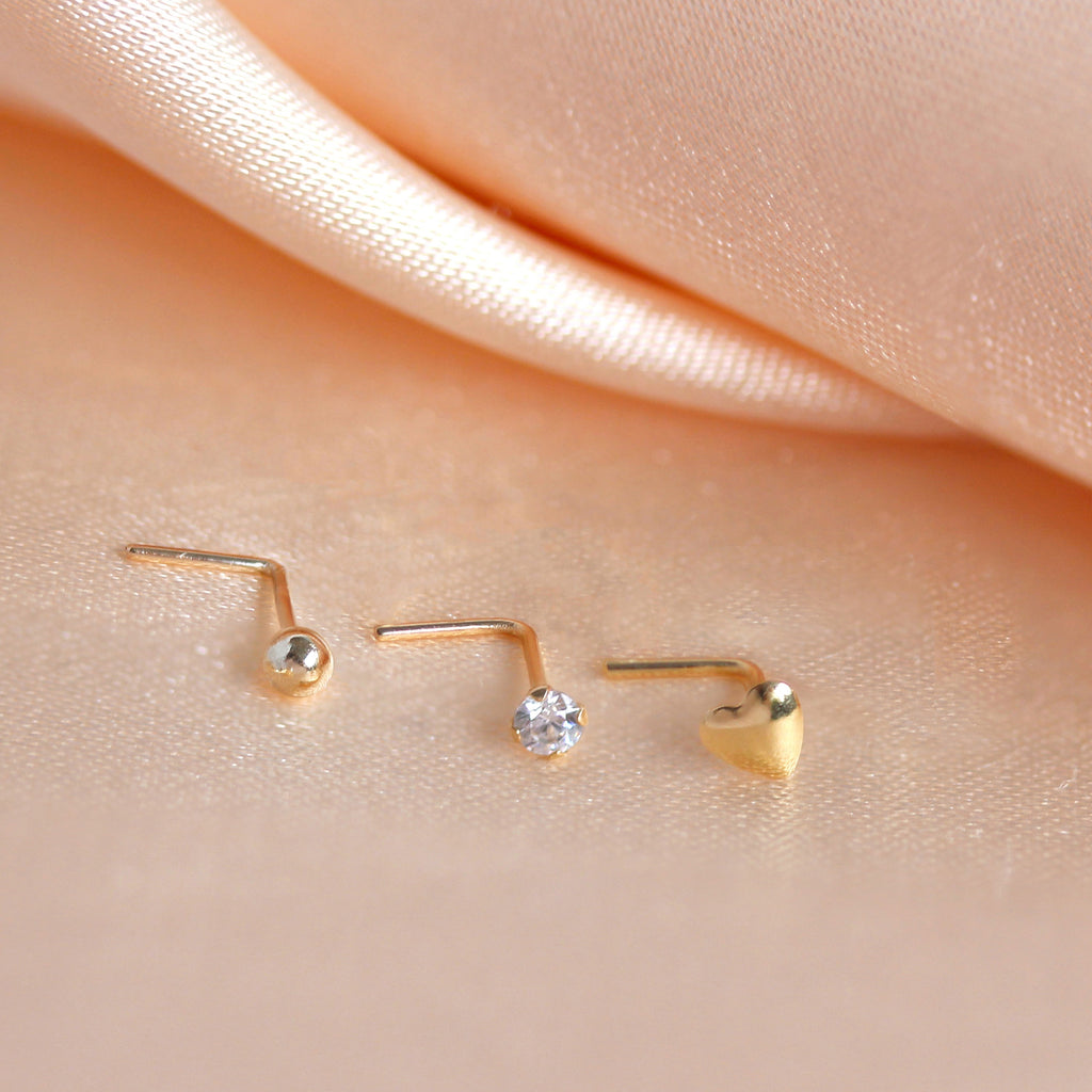 Nasenstecker aus 9 Karat Gelbgold mit klarem Kristall