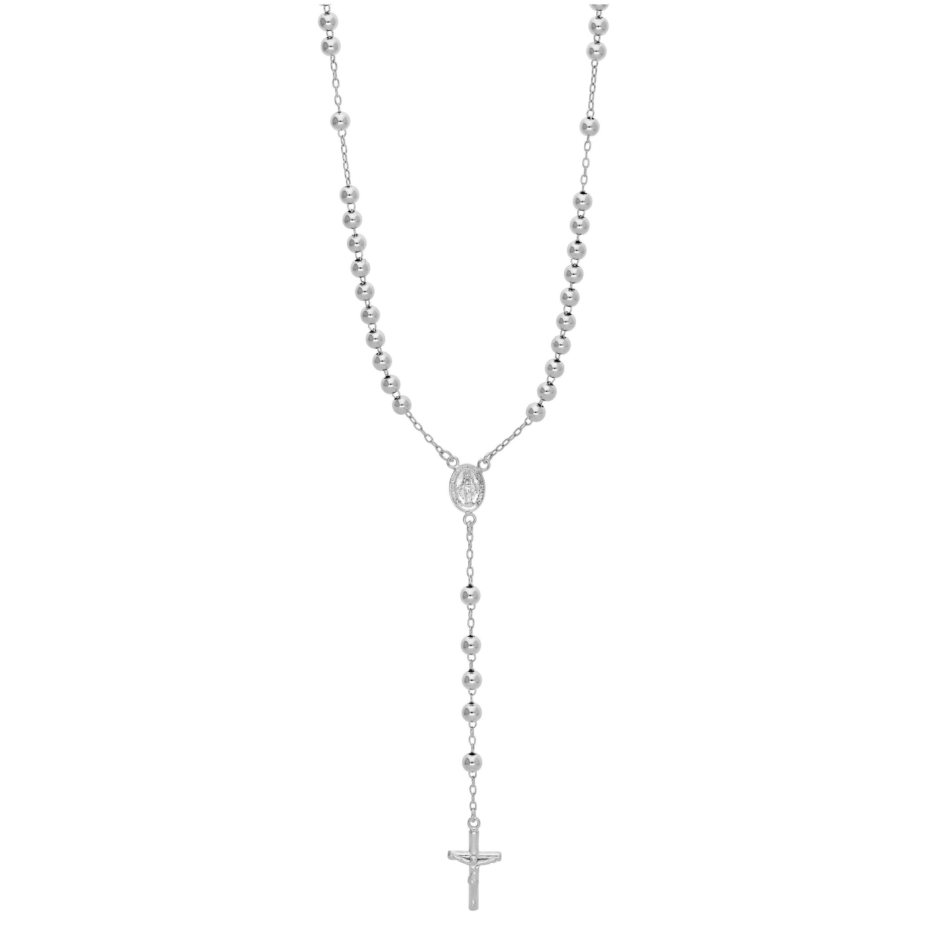 Schwere Sterlingsilber Rosenkranz Perlen Halskette – 20 Zoll