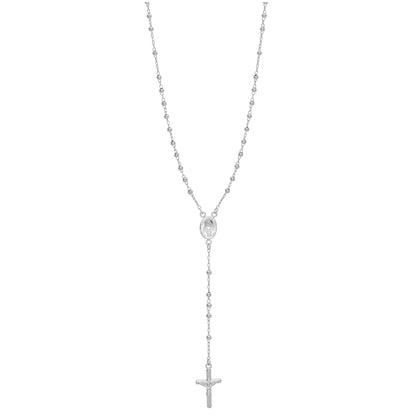 Sterling Silver Rosary Bead Necklace - 20 Inches