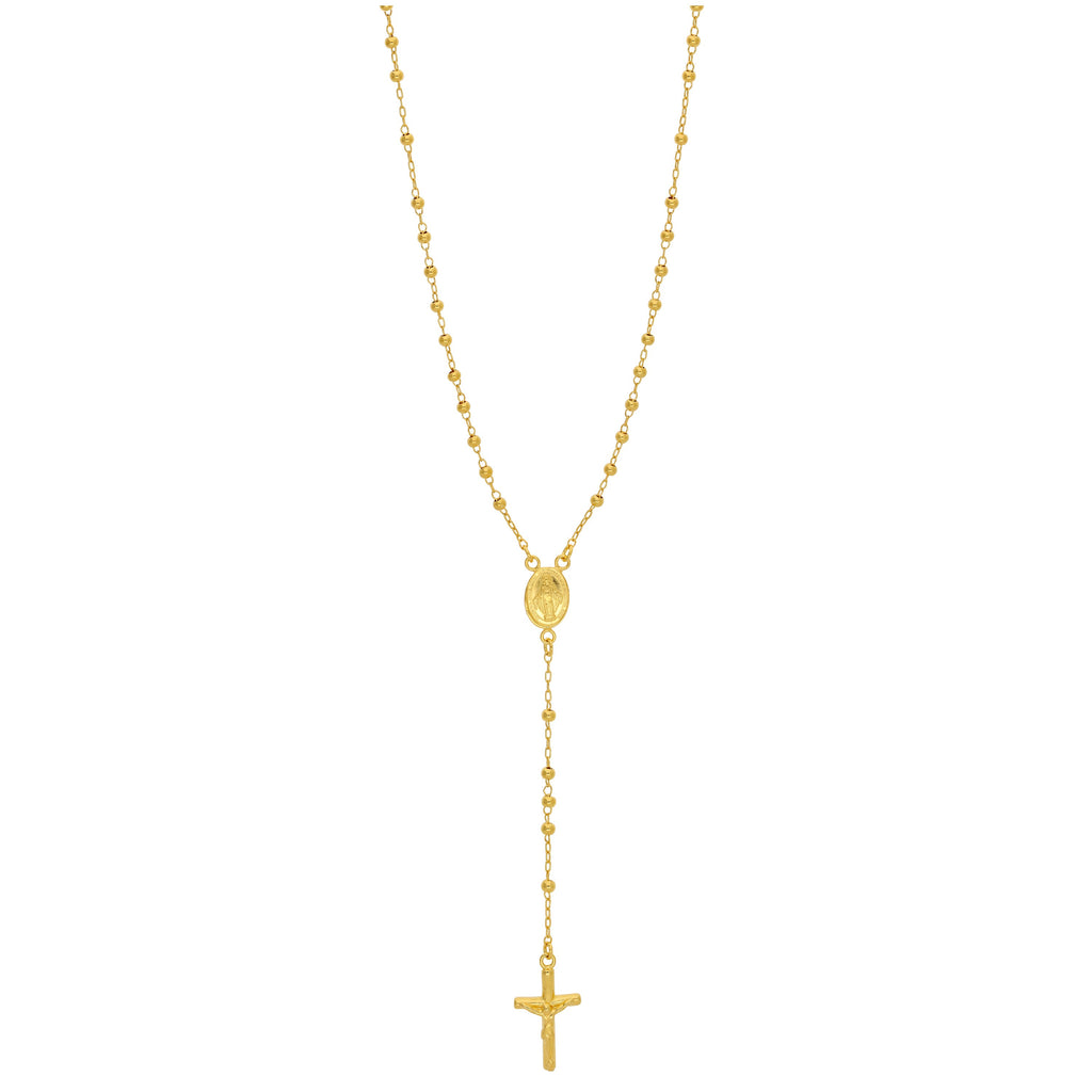 Vergoldete Sterlingsilber Rosenkranz Perlen Halskette – 50 cm