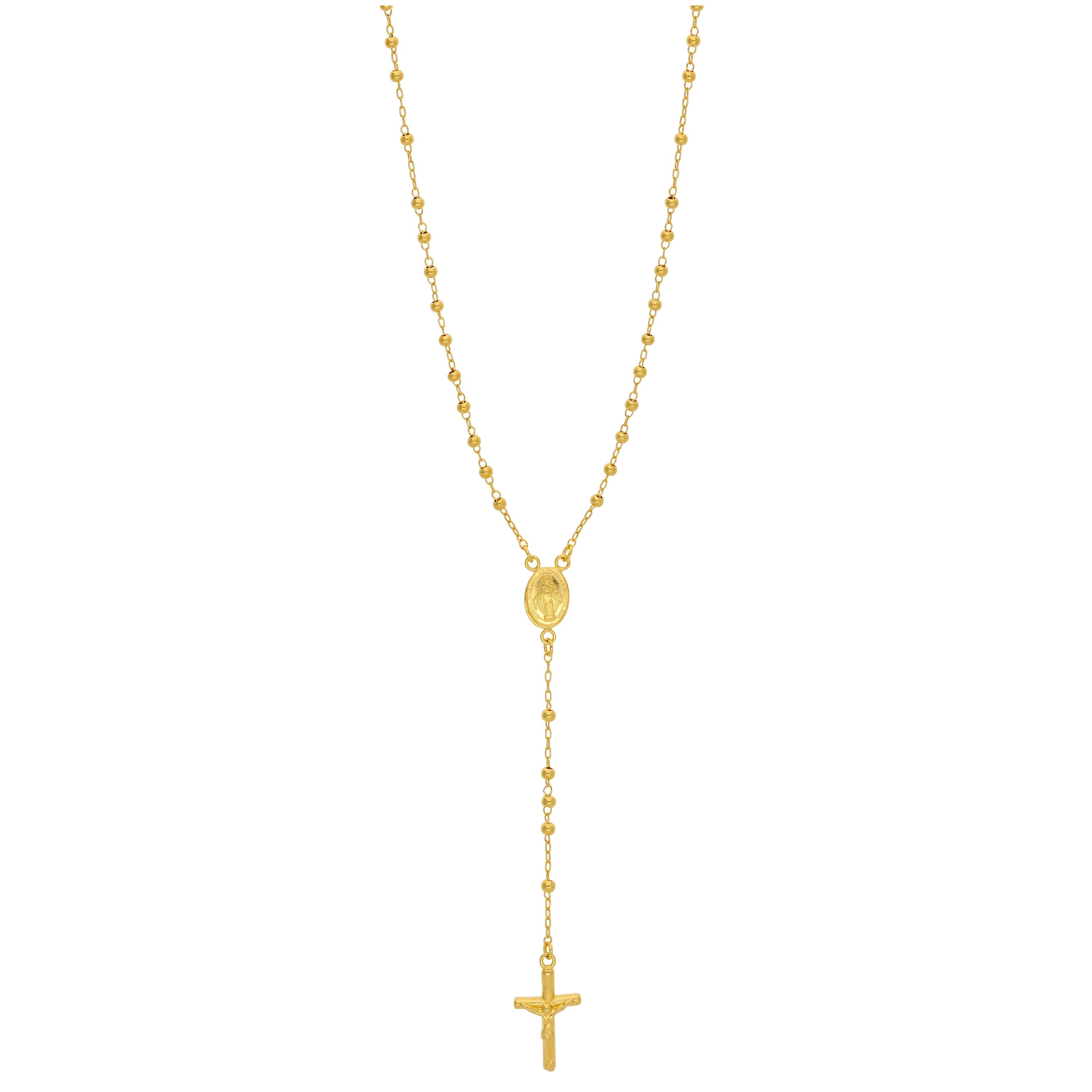 Vergoldete Sterlingsilber Rosenkranz Perlen Halskette – 50 cm