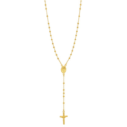 Gold Plated Sterling Silver Rosary Bead Necklace - 20 Inches