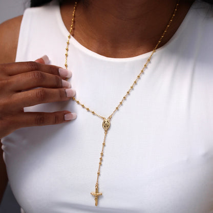 Vergoldete Sterling Silber Rosenkranz Perlen Halskette – 50 cm