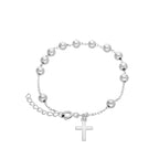 Kräftiges Rosenkranz-Armband aus Sterlingsilber, 16,5 cm + 2,5 cm Verlängerung