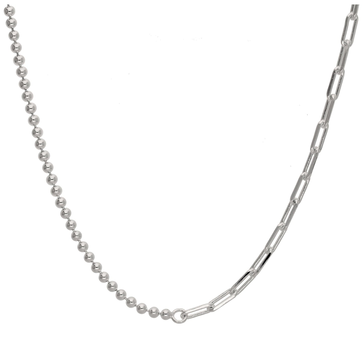 Halskette aus Sterlingsilber mit T-Bar-Papierklammer-Kugelkette