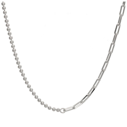 Halskette aus Sterlingsilber mit T-Bar-Papierklammer-Kugelkette