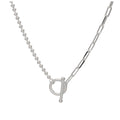 Halskette aus Sterlingsilber mit T-Bar-Papierklammer-Kugelkette
