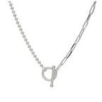 Halskette aus Sterlingsilber mit T-Bar-Papierklammer-Kugelkette