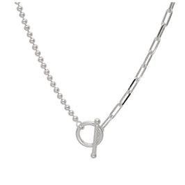 Halskette aus Sterlingsilber mit T-Bar-Papierklammer-Kugelkette