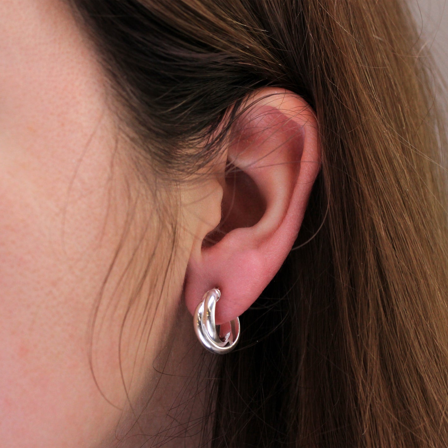 Sterling Silber Creolen mit doppelt verdrehtem Seil