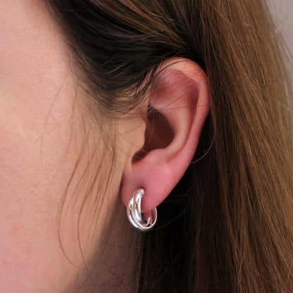 Sterling Silber Creolen mit doppelt verdrehtem Seil