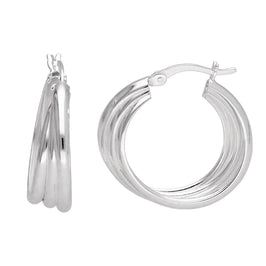 Sterlingsilber Creolen mit dreifach verdrehtem Seil