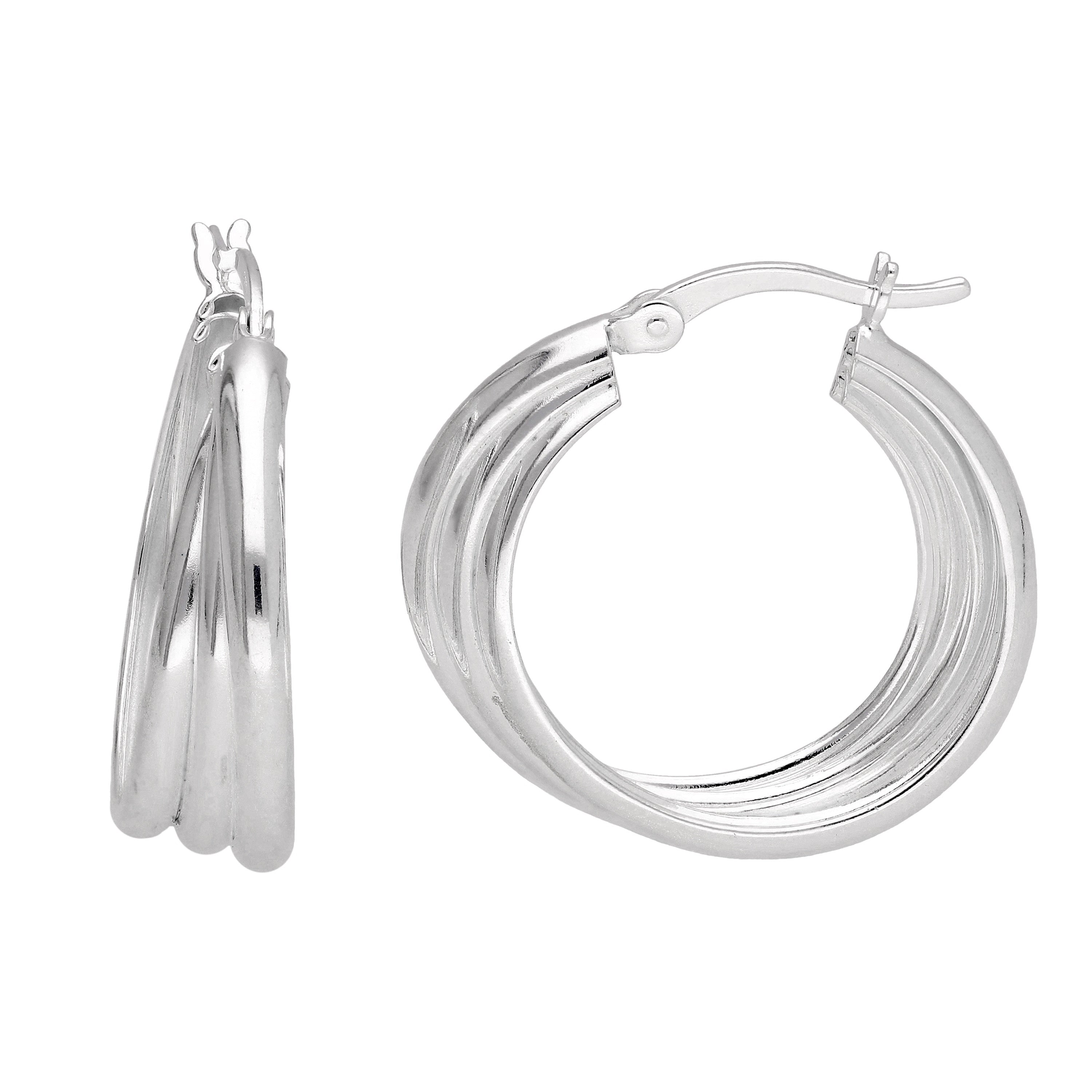 Sterlingsilber Creolen mit dreifach verdrehtem Seil