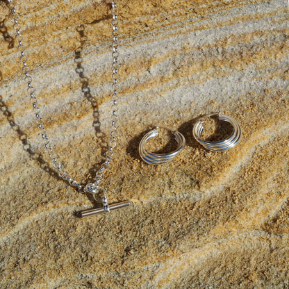 Sterling Silber Creolen mit dreifach verdrehtem Seil