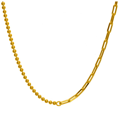 Vergoldetes Sterling Silber T-Bar Paperclip Kugelkette Halskette