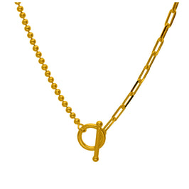 Vergoldetes Sterlingsilber T-Bar Paperclip Kugelkette Halskette