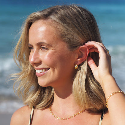 Vergoldetes Sterling Silber ineinander verschlungenes doppelt gedrehtes Seil Creole Creolen