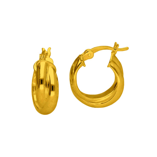 Vergoldetes Sterling Silber ineinander verschlungenes doppelt gedrehtes Seil Creole Creolen