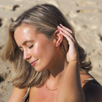 Ovale rechteckige Creolen aus vergoldetem Sterlingsilber