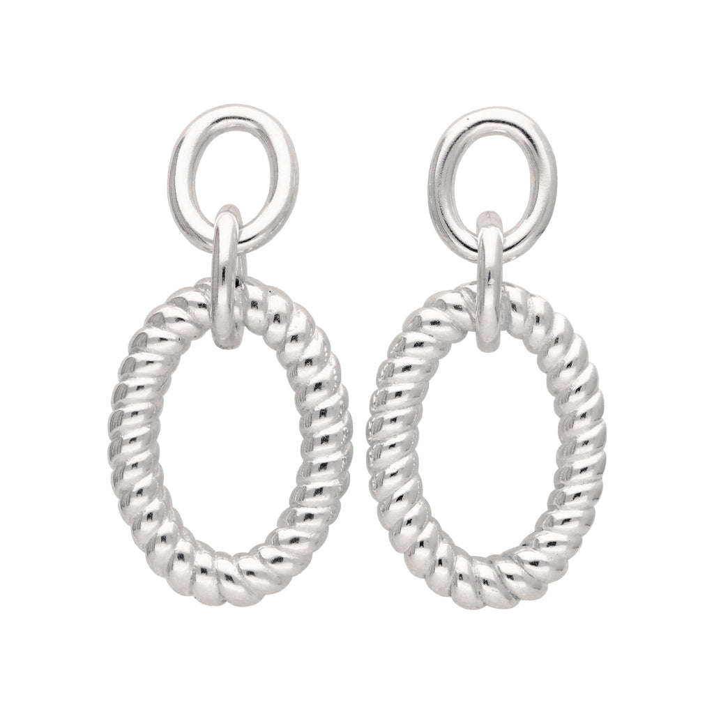 Doppelte ovale Twist-Seil-Ohrstecker aus Sterlingsilber