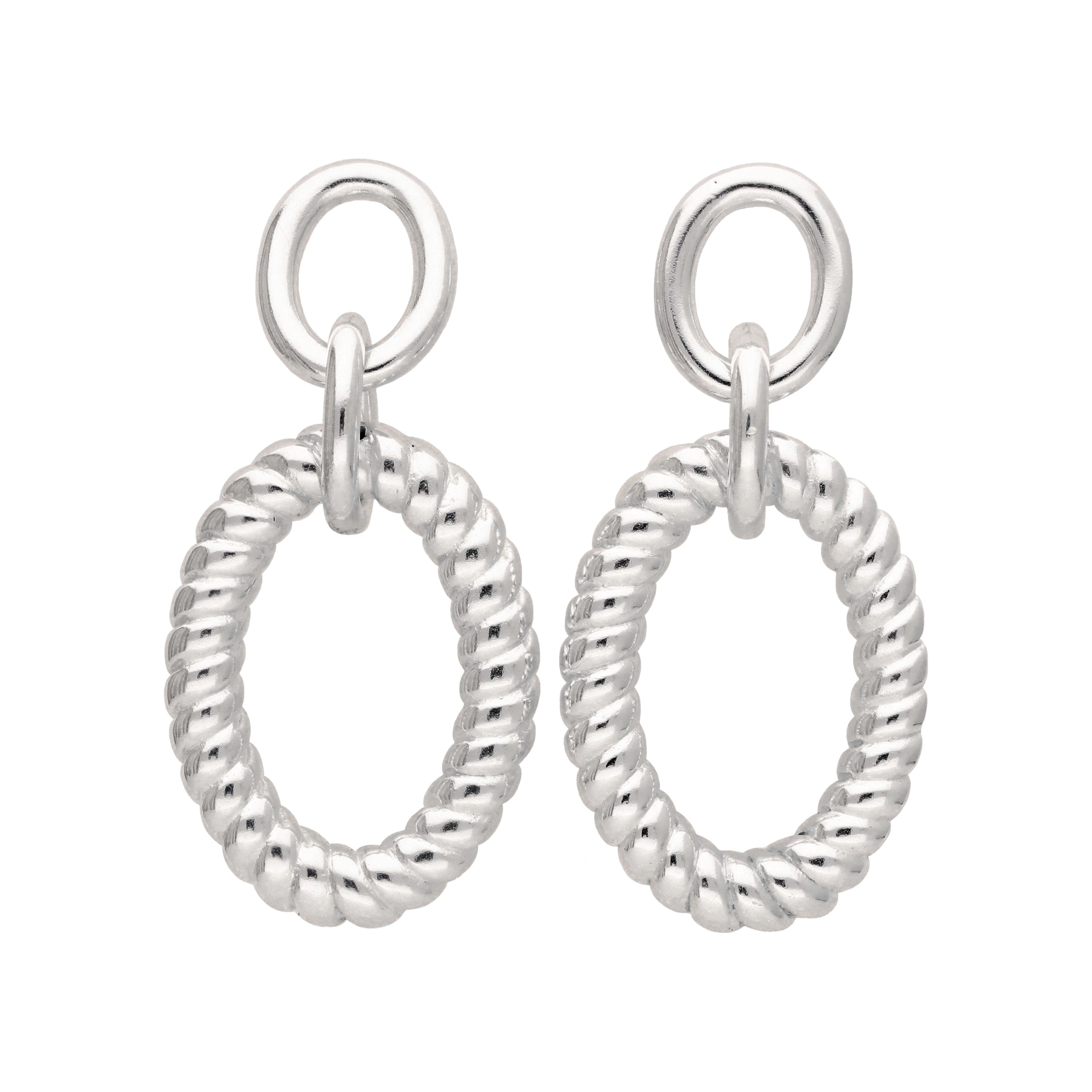 Doppelte ovale Twist-Seil-Ohrstecker aus Sterlingsilber