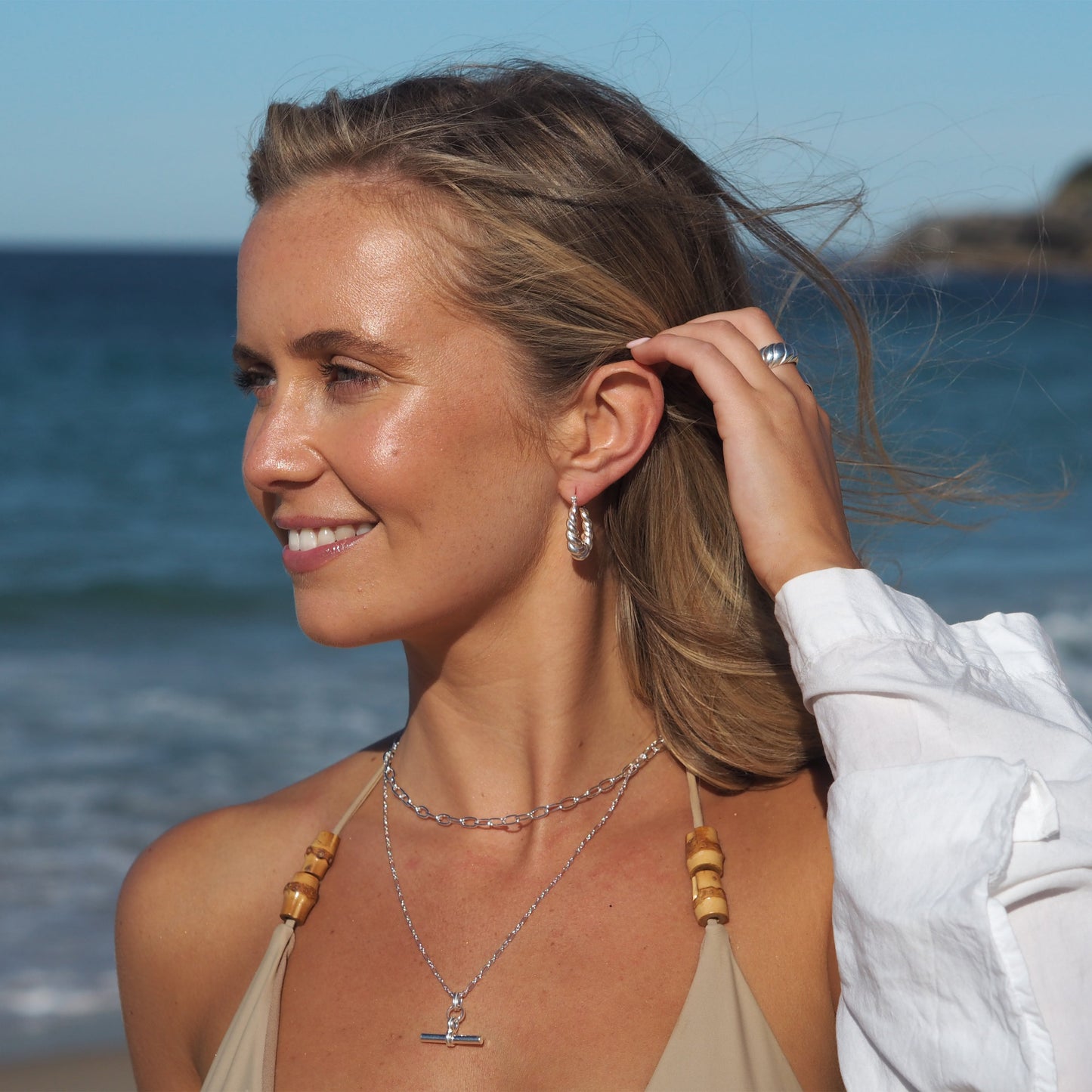 Ohrringe aus Sterlingsilber mit Twist-Seil-Creolen