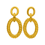 Vergoldete Sterlingsilber Doppel-Oval Twist Rope Stud Drop Dangle Ohrringe